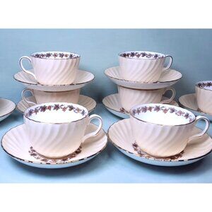 Minton Vineyard Teacup & Saucer Set 6 Cups & saucers Fine Bone China, England